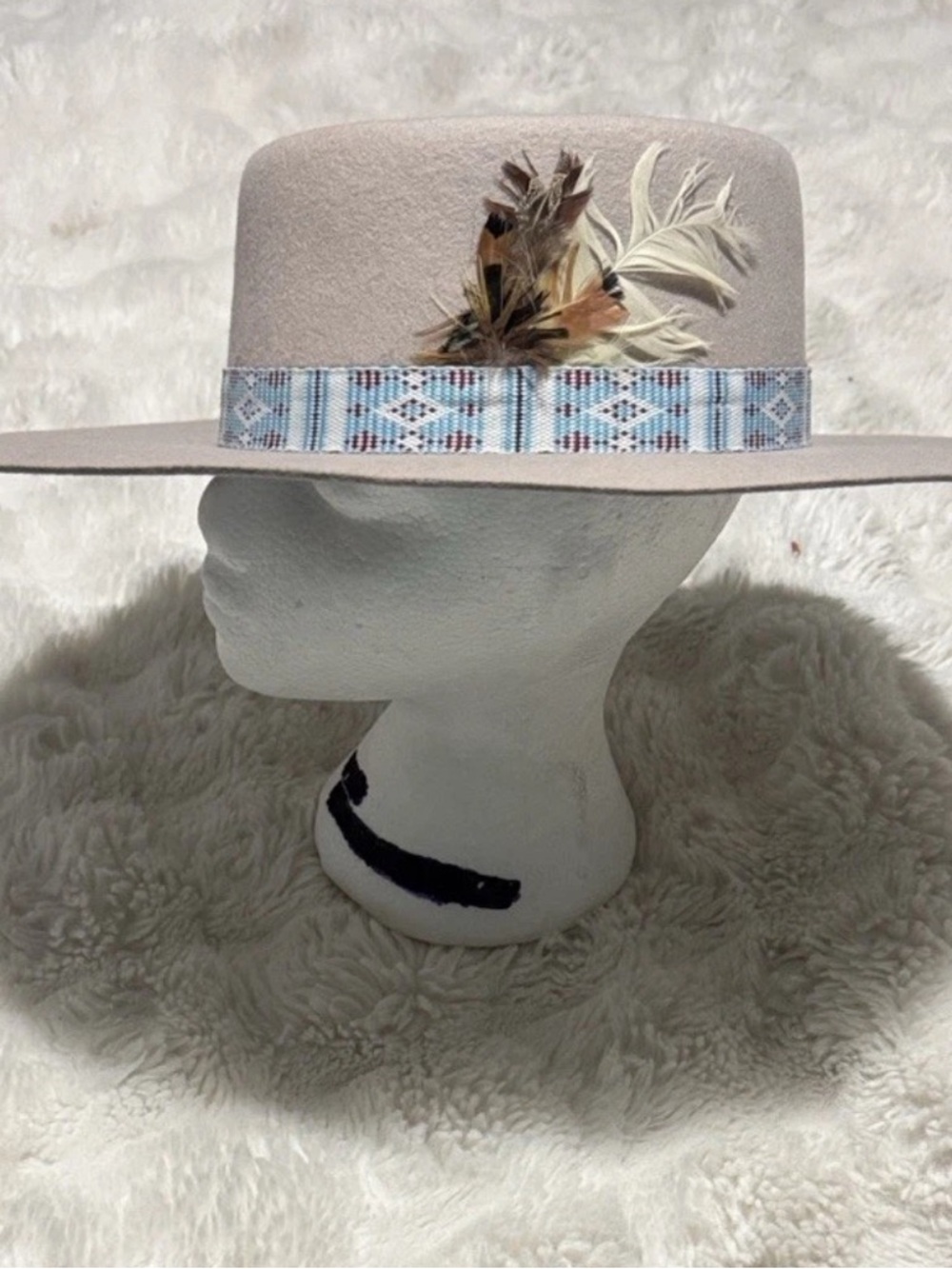 Idyllwind Blush Wide-Brim Wool Felt Hat with Feather Accent